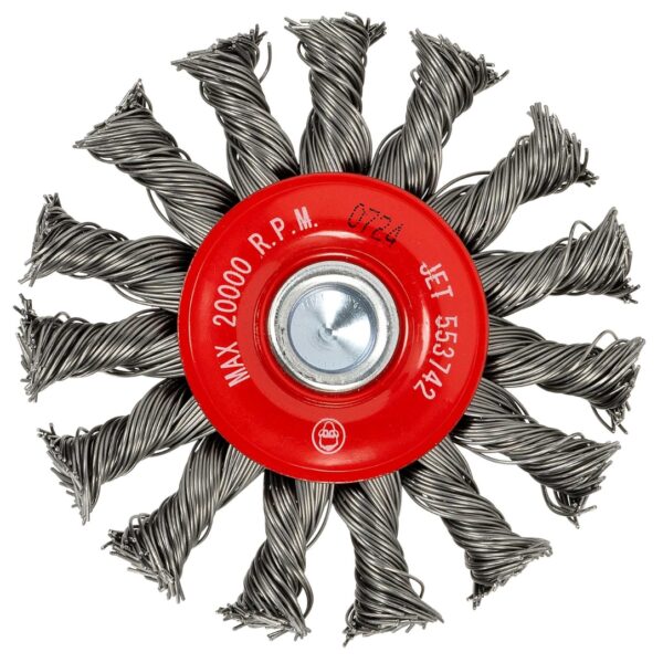 Jet 553742 EKR275-20 3 x 14 Shaft Mounted Knot Twisted Radial End Brush Jet 553742 EKR275-20 3" x 1/4" Shaft Mounted Knot Twisted Radial End Brush