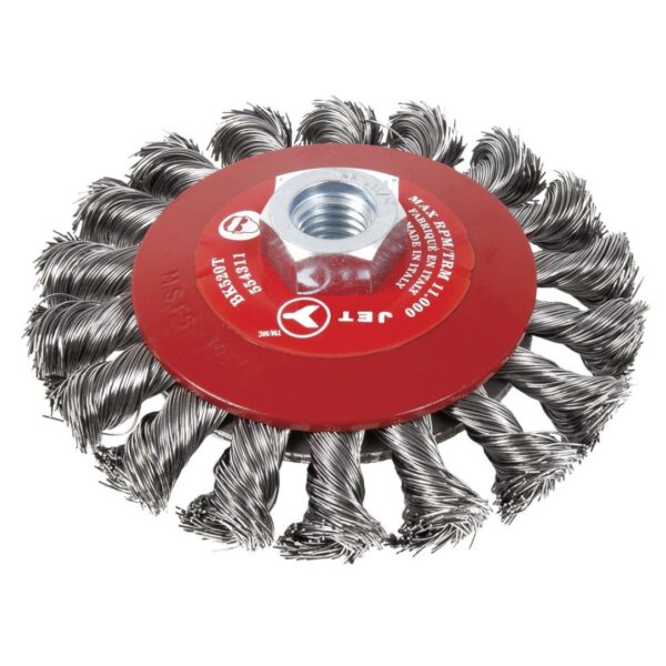 Jet 554316 BK620T 6 x 58-11NC Knot Twisted Conical (Bevel) Wire Brush Jet 554316 BK620T 6" x 5/8"-11NC Knot Twisted Conical (Bevel) Wire Brush