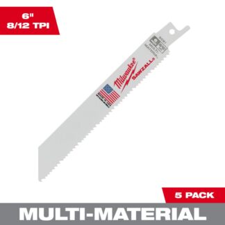 Milwaukee 48-00-5091 6 812TPI Thin Kerf Bi-Metal SAWZALL Blade for Metal, Plastic and Wood 5-Pack (1)