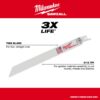 Milwaukee 48-00-5093 8" 8/12TPI Thin Kerf Bi-Metal SAWZALL Blade for Metal, Plastic and Wood 5-Pack