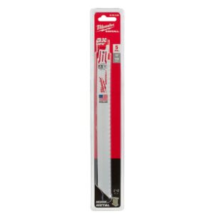Milwaukee 48-00-5188 9" 18TPI Thin Kerf Bi-Metal SAWZALL Blade for Metal Cutting 5-Pack