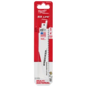 Milwaukee 48-00-5701 6" 7/11TPI WRECKER Multi-Material SAWZALL Blade 5-Pack