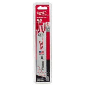 Milwaukee 48-00-5782 TORCH 6″ 14TPI Bi-Metal SAWZALL Blade for Demo Metal Cutting 5-Pack