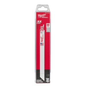 Milwaukee 48-01-6188 9" 18TPI Thin Kerf Bi-Metal SAWZALL Blade for Metal Cutting 50-Pack