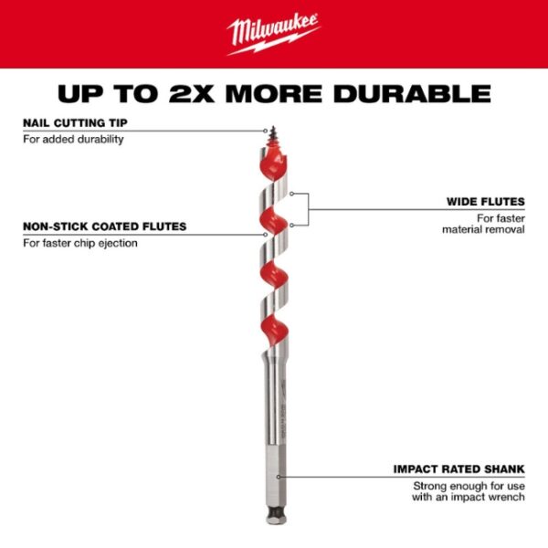 Milwaukee 48-13-6250 1-1/4" x 18" Auger Bit