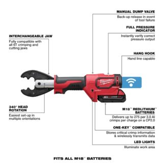 Milwaukee 2678-22BG M18 FORCELOGIC 6T Utility Crimper Kit (1)
