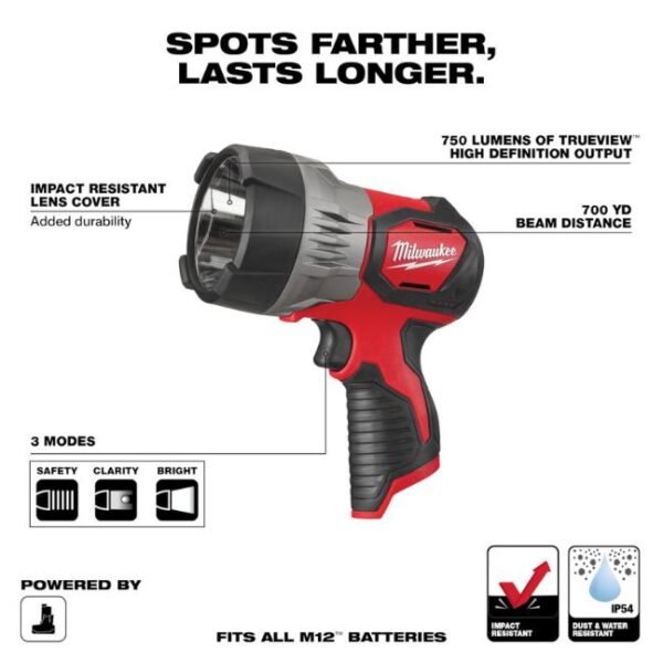Milwaukee 2353-20 Trueview M12 LED Spotlight - Tool Only