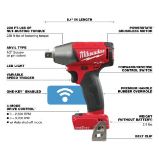 Milwaukee 2759-20 M18 FUEL 1/2" Impact Wrench with ONE-KEY - Tool Only