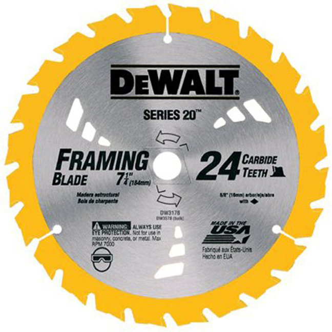 DEWALT DW3582 8-1/4" 24T Carbide Thin Kerf Circular Saw Blade