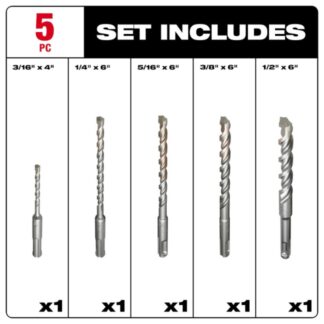 Milwaukee 48-20-7490 SDS-PLUS Rotary Hammer Drill Bit Set 5-Piece