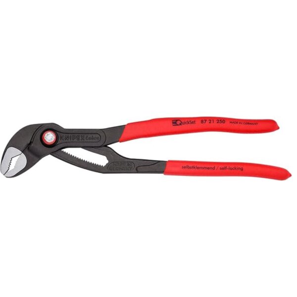 Knipex 8721250 10" (250mm) COBRA Quick Set High-Tech Water Pump Pliers with Non-Slip Plastic Grips