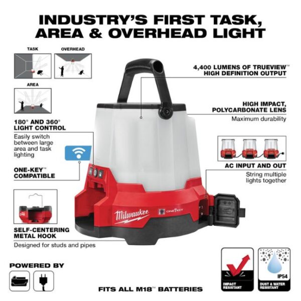 Milwaukee 2146-20 M18 RADIUS LED Compact Site Light with One Key - Tool Only