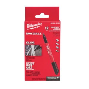 Milwaukee 48-22-3150 Inkzall Black Ultra Fine Point Markers - 12 Pack