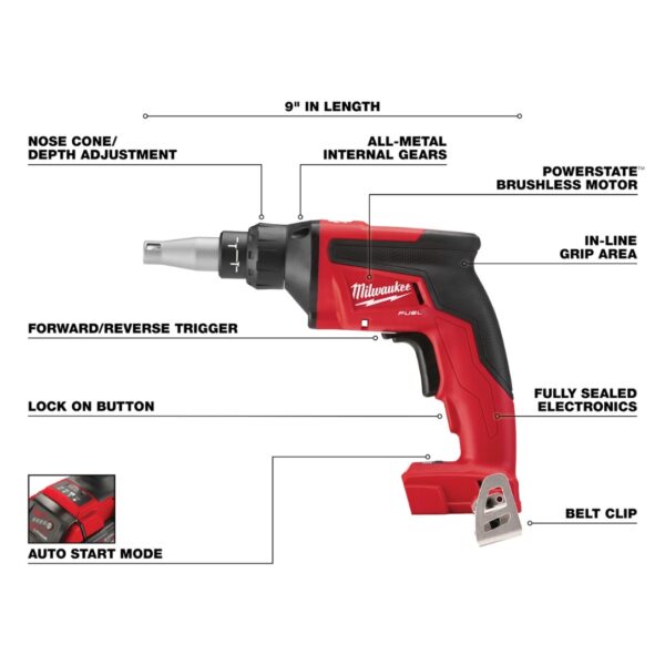 Milwaukee 2866-20 M18 FUEL Drywall Screw Gun - Tool Only (1) Milwaukee 2866-20 M18 FUEL Drywall Screw Gun - Tool Only