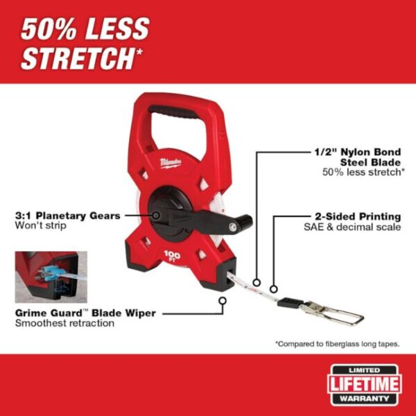 Milwaukee 48-22-5201 100ft Open Reel Long Tape