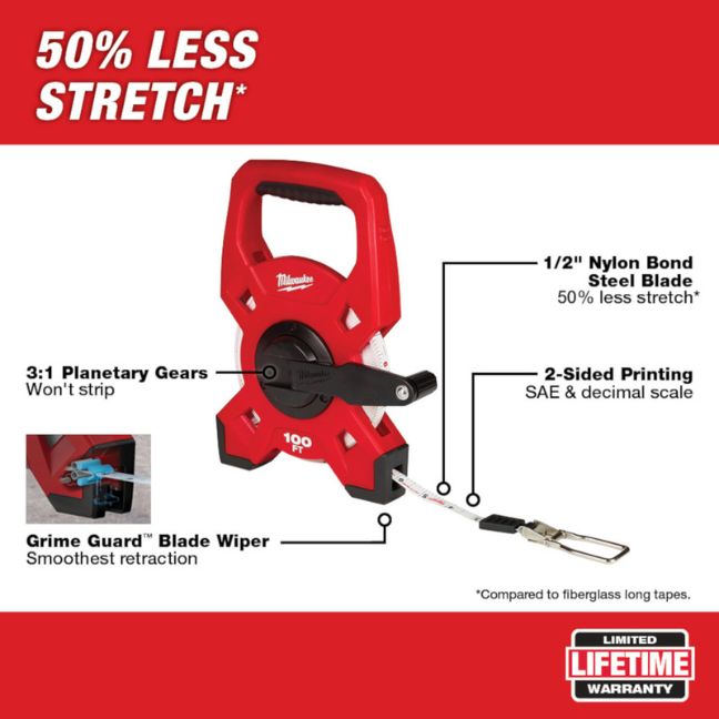 Milwaukee 48225201 100Ft Open Reel Long Tape BC Fasteners