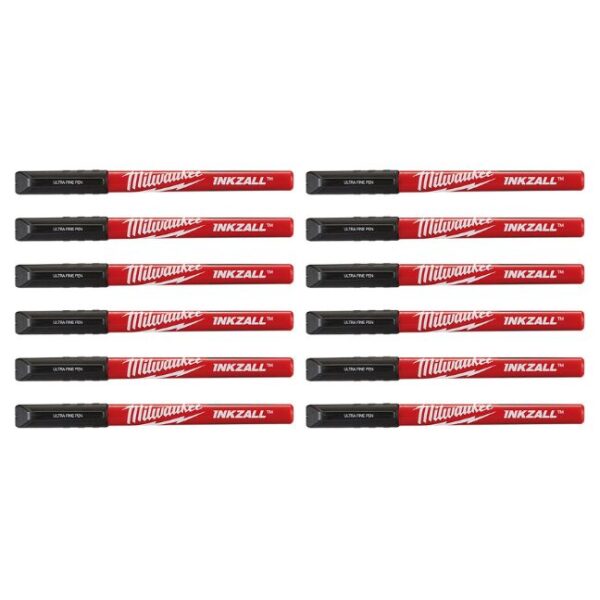 Milwaukee 48-22-3160 INKZALL Black Ultra Fine Point Pen 12-Pack