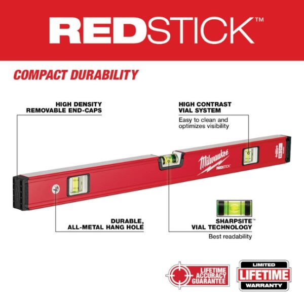 Milwaukee MLCMS48 2448 REDSTICK™ Compact Box Level Set (1) Milwaukee MLCMS48 24"/48" REDSTICK Compact Box Level Set