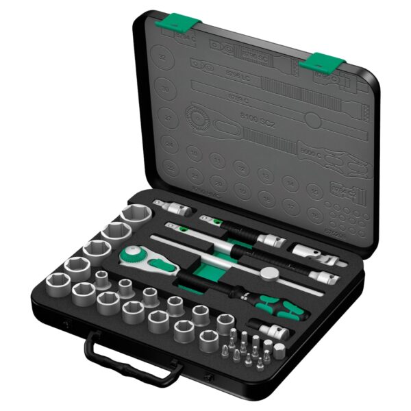 Wera 003645 8100 SC 2 Zyklop 1/2" Drive Metric Speed Ratchet Set 37-Piece