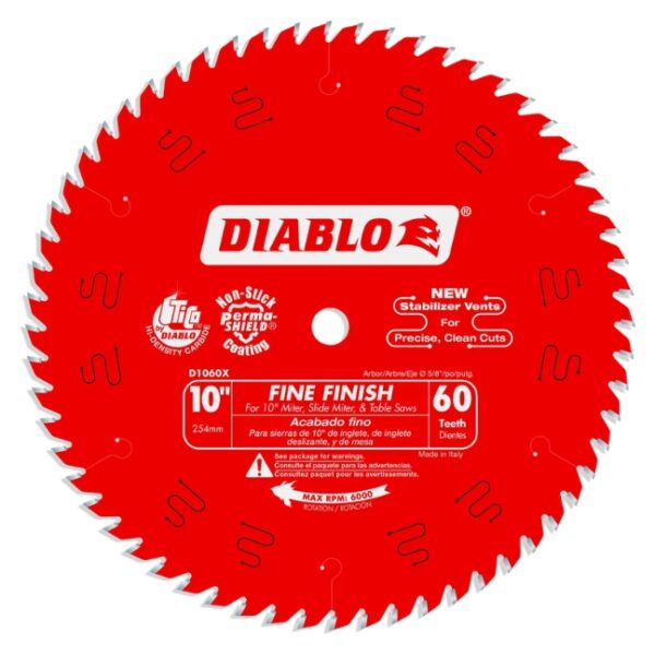 Diablo D1060X 10" x 60T Fine Finish Saw Blade Diablo D1060X 10" x 60T Fine Finish Saw Blade