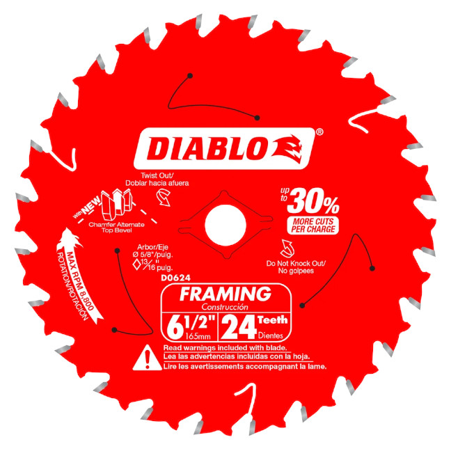 Diablo D0624A 6-1/2" x 24T Framing Circular Saw Blade