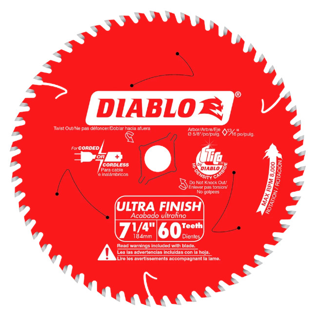 Diablo D0760A 7-1/4" x 60T Ultra Finish Circular Saw Blade