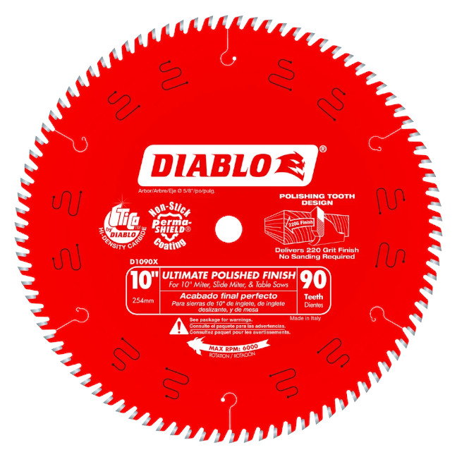 Diablo D1090X10" x 90T Ultimate Flawless Finish Saw Blade