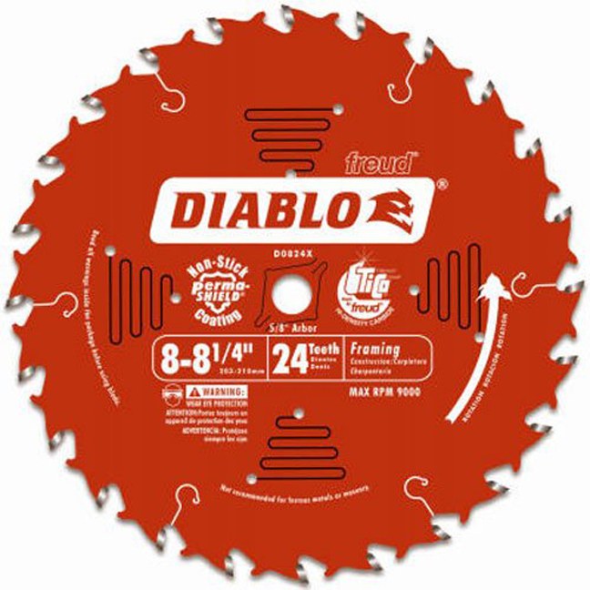 Freud D0824X Diablo 81/4" x 24T Framing Circular Saw Blade