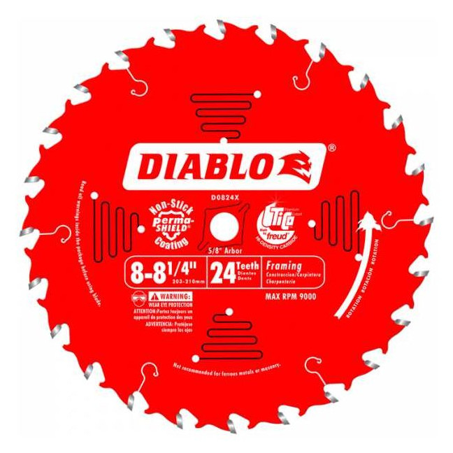 Freud D0824X Diablo® 8-1/4" x 24T Framing Circular Saw Blade