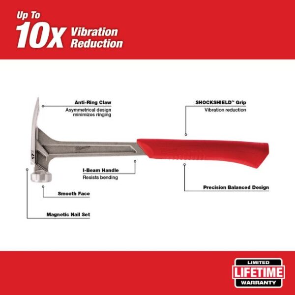 Milwaukee 48-22-9017 17 oz Smooth Face Framing Hammer