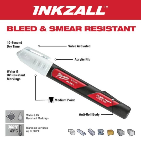 Milwaukee 48-22-3711 INKZALL White Paint Marker