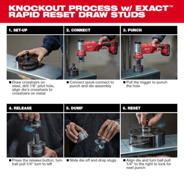 Milwaukee 2677-23 M18 FORCELOGIC 6T Knockout Tool 12 - 4 Kit (3) Milwaukee 2677-23 M18 FORCELOGIC 6T Knockout Tool 1/2" - 4" Kit