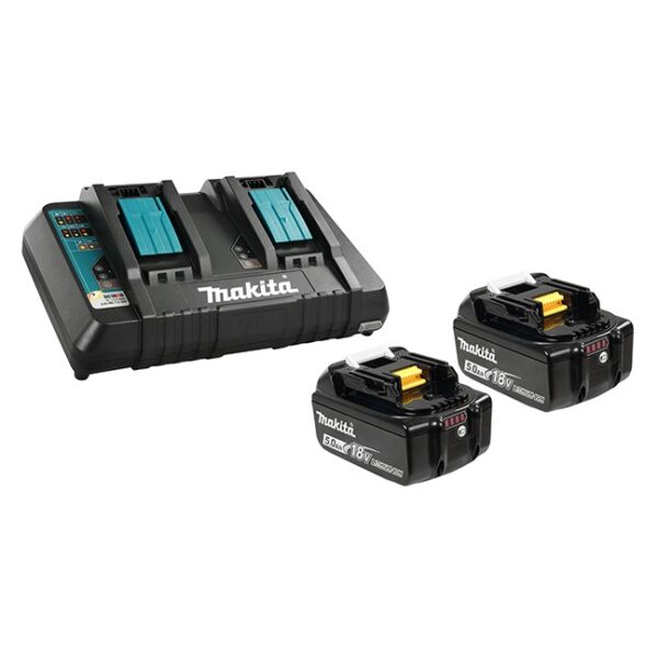 Makita Y-00359 18V x 2 5.0Ah Battery & Dual-Port Charger Kit Makita Y-00359 18V x 2 5.0Ah Battery & Dual-Port Charger Kit
