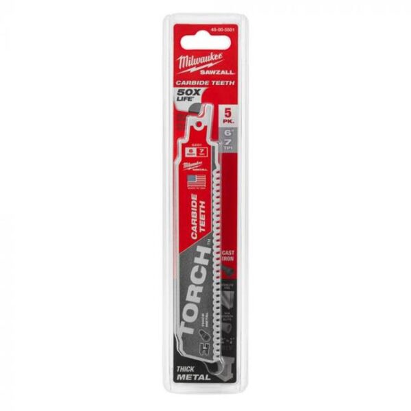 Milwaukee 48-00-5501 6" C-Torch Sawzall Blade 5-Pack