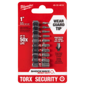 Milwaukee 48-32-4618 SHOCKWAVE TORX Security Insert Bit Set 10-Piece