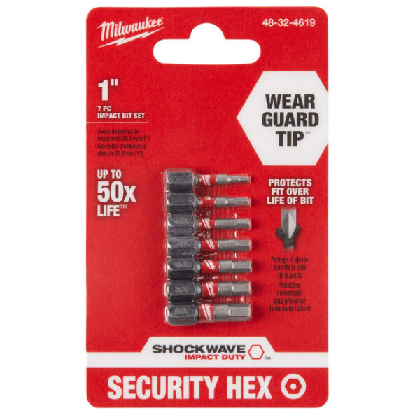 Milwaukee 48-32-4619 7-Piece SHOCKWAVE Hex Security Insert Bit Set