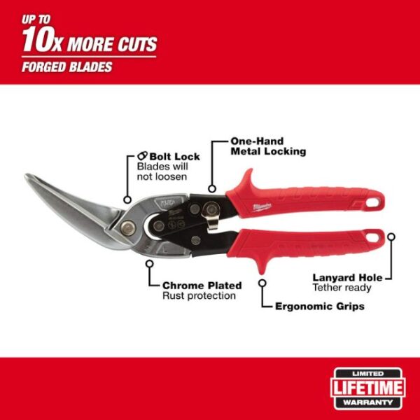Milwaukee 48-22-4538 Long Cut Offset Left Aviation Snips