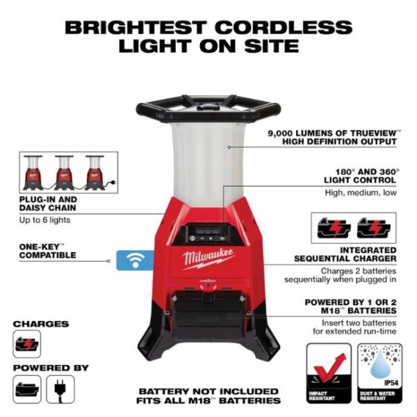 Milwaukee 2150-20 M18 RADIUS LED Site Light and Charger with ONE-KEY - Tool Only
