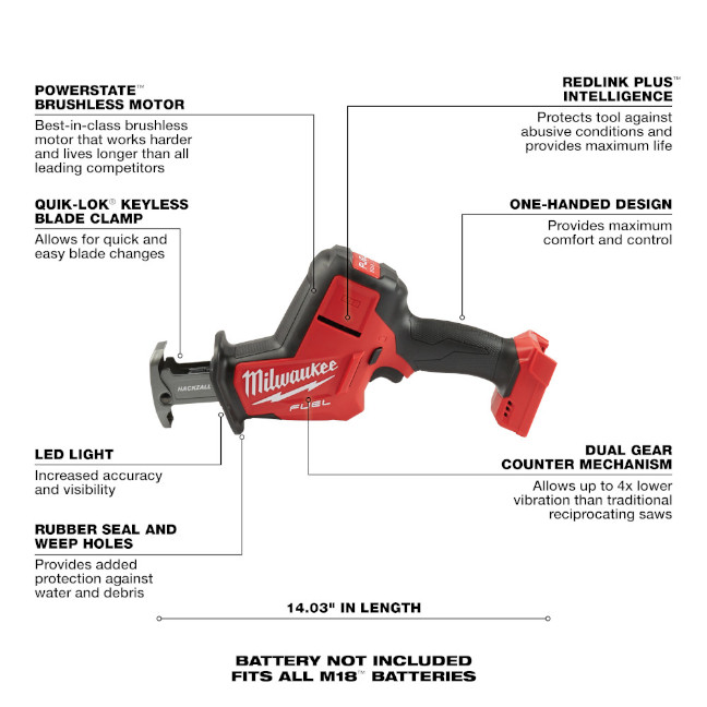 Milwaukee 2719-20 M18 FUEL Hackzall – Tool Only - BC Fasteners & Tools