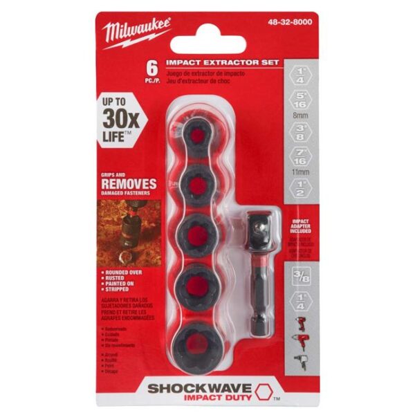 Milwaukee 48-32-8000 6PC SHOCKWAVE Impact Extractor Set