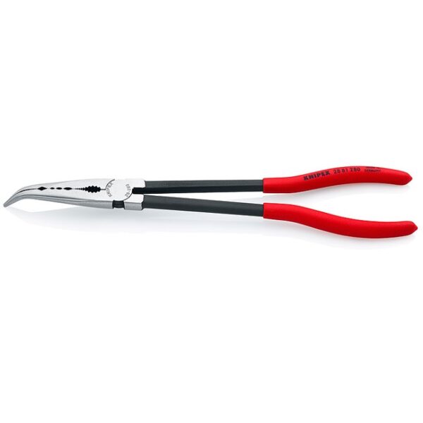 Knipex 2881280 11" (280mm) Long-Reach Needle Nose Pliers - Bent Nose Knipex 002001V16 Automotive Pliers Set in Foam Tray, 4-Piece