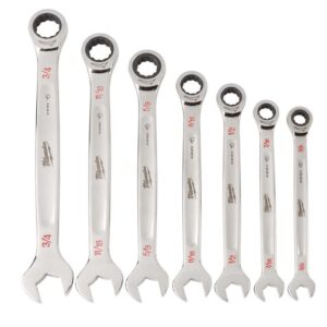 Milwaukee 48-22-9406 SAE Ratcheting Combination Wrench Set 7-Piece