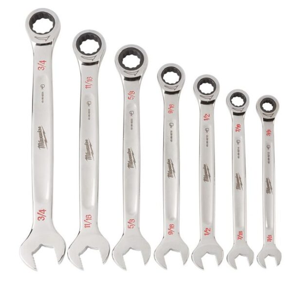 Milwaukee 48-22-9406 SAE Ratcheting Combination Wrench Set 7-Piece