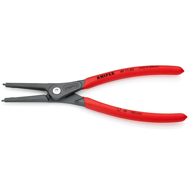 Knipex 4911A3 9" (225mm) Precision External Circlip Pliers - Straight Tip 3/32" (2.3mm)