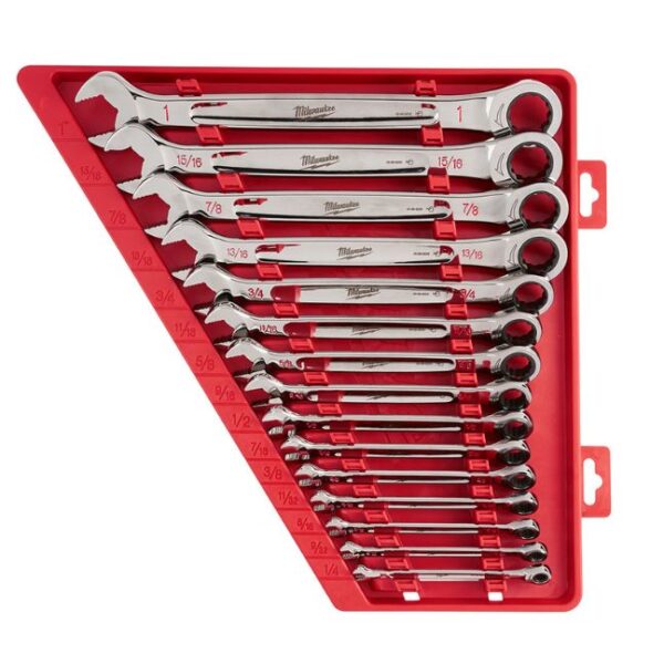 Milwaukee 48-22-9416 SAE Ratcheting Combination Wrench Set 15-Piece