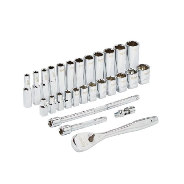 Milwaukee 48-22-9504 1/4" Drive Metric Ratchet and Socket Set 28-Piece