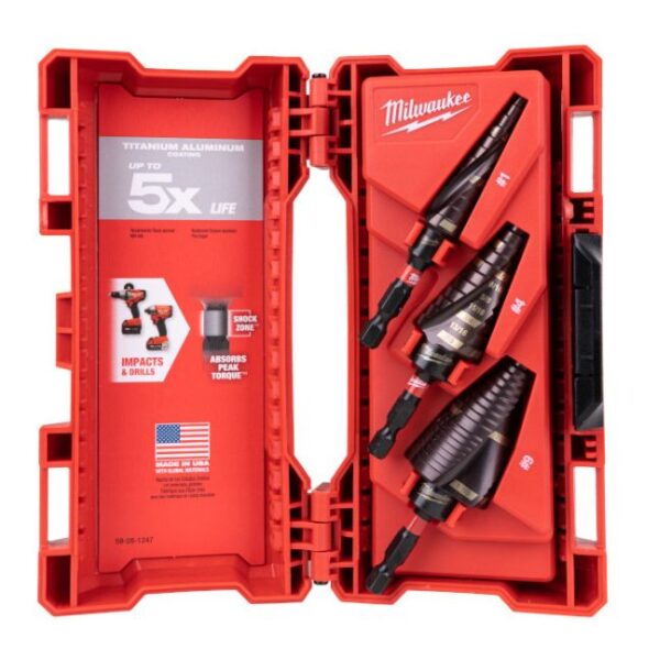 Milwaukee 48-89-9257 SHOCKWAVE Impact Duty Step Bit Electrician Set (#1, #4, #9) Milwaukee 48-89-9257 SHOCKWAVE Impact Duty Step Bit Electrician Set (#1, #4, #9)