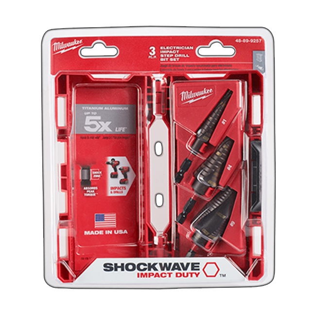 Milwaukee 48899257 SHOCKWAVE Impact Duty Step Bit Electrician Set