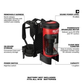 Milwaukee 0885-20 M18 FUEL 3-in-1 Backpack Vacuum - Tool Only (1)