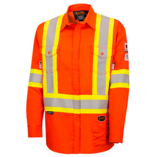 Pioneer 7743 V2540460 Hi-Viz FR-TECH Flame Resistant Safety Shirt-Orange